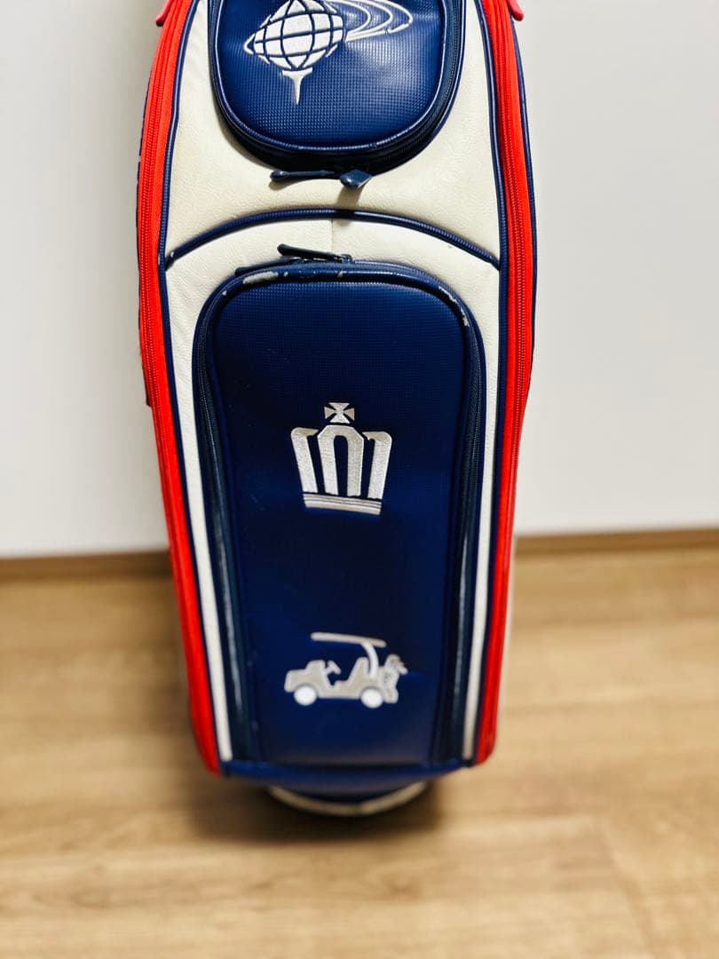 BEAMS GOLF キャディバッグ ホワイト/ネイビー/レッド