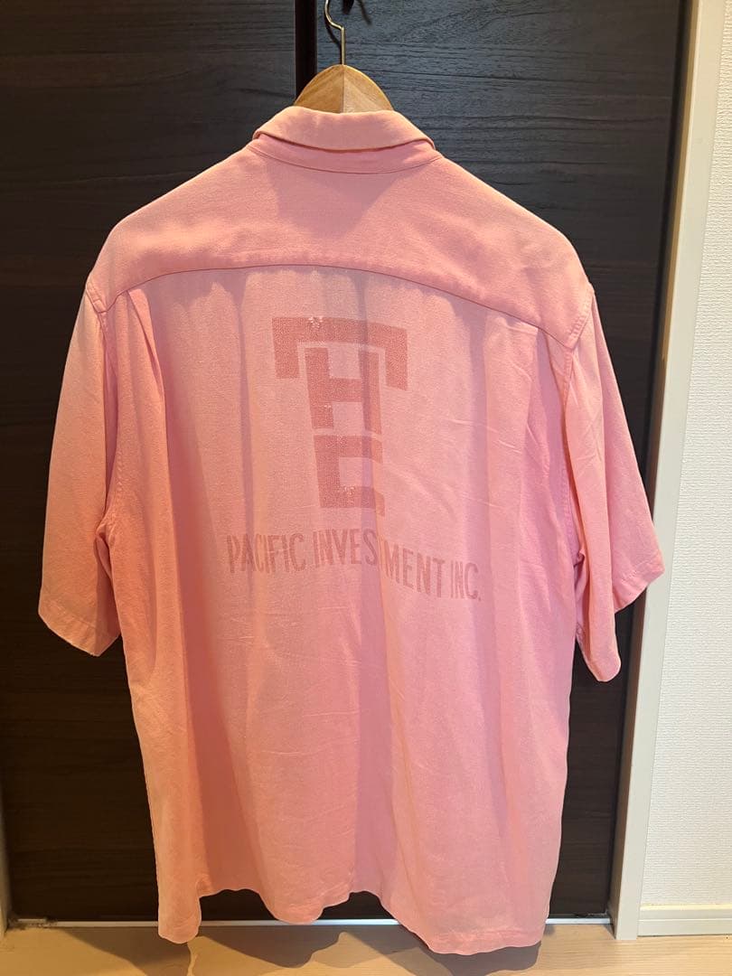 50s〜60s レーヨン　ボーリングシャツ　ピンク