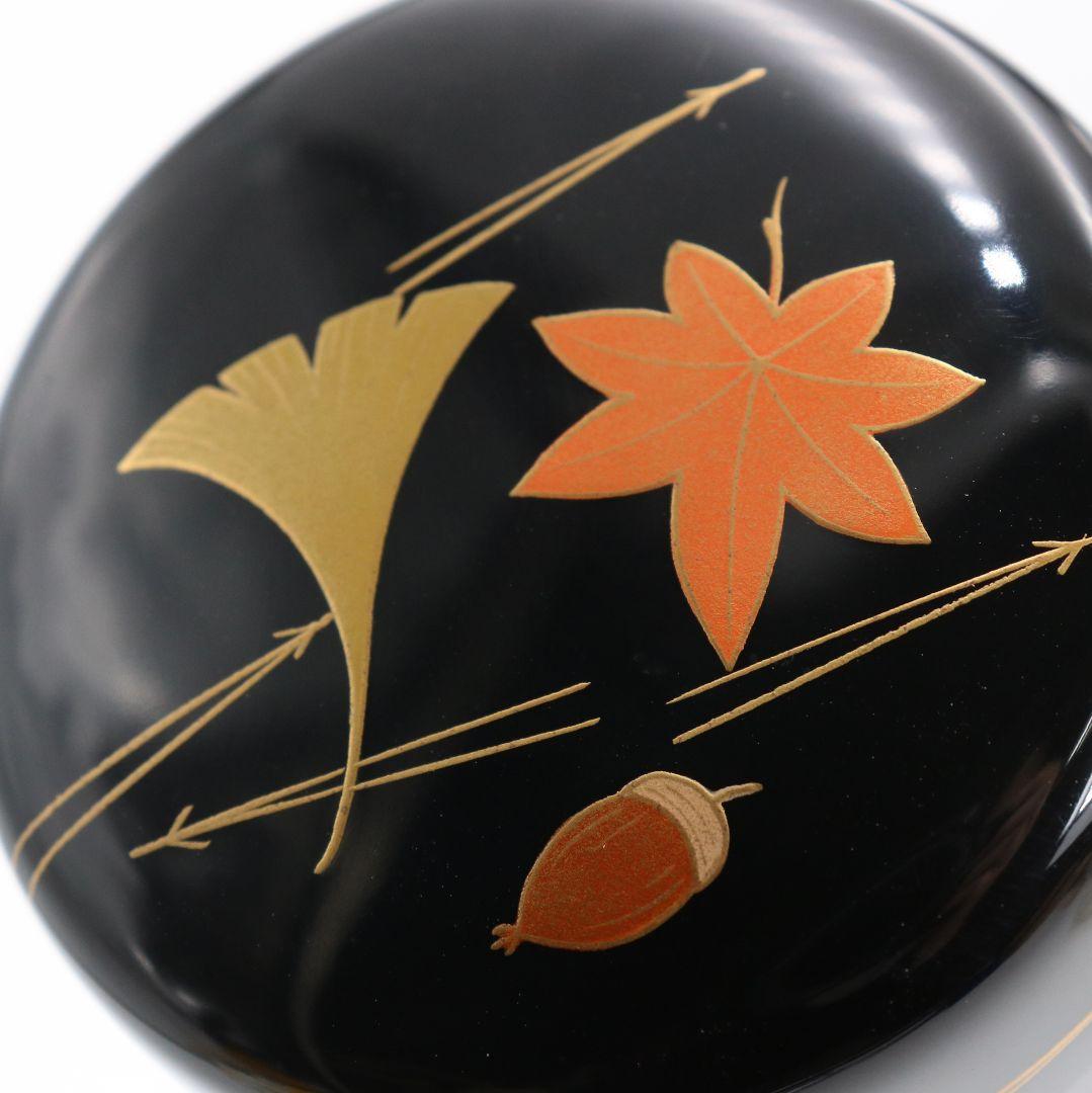 松斉作 吹寄蒔絵 中棗 銀杏 茶道具 共箱共布　V938　N8