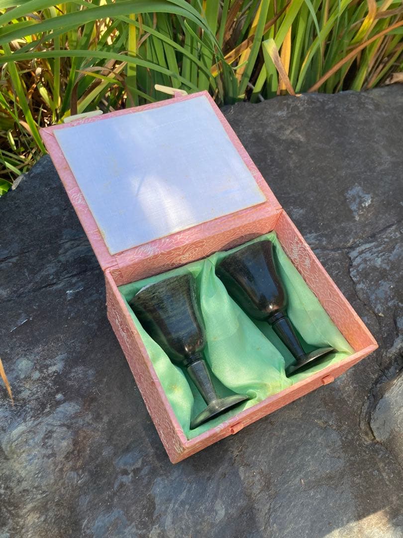 緑色マーブル模様グラス2個セット