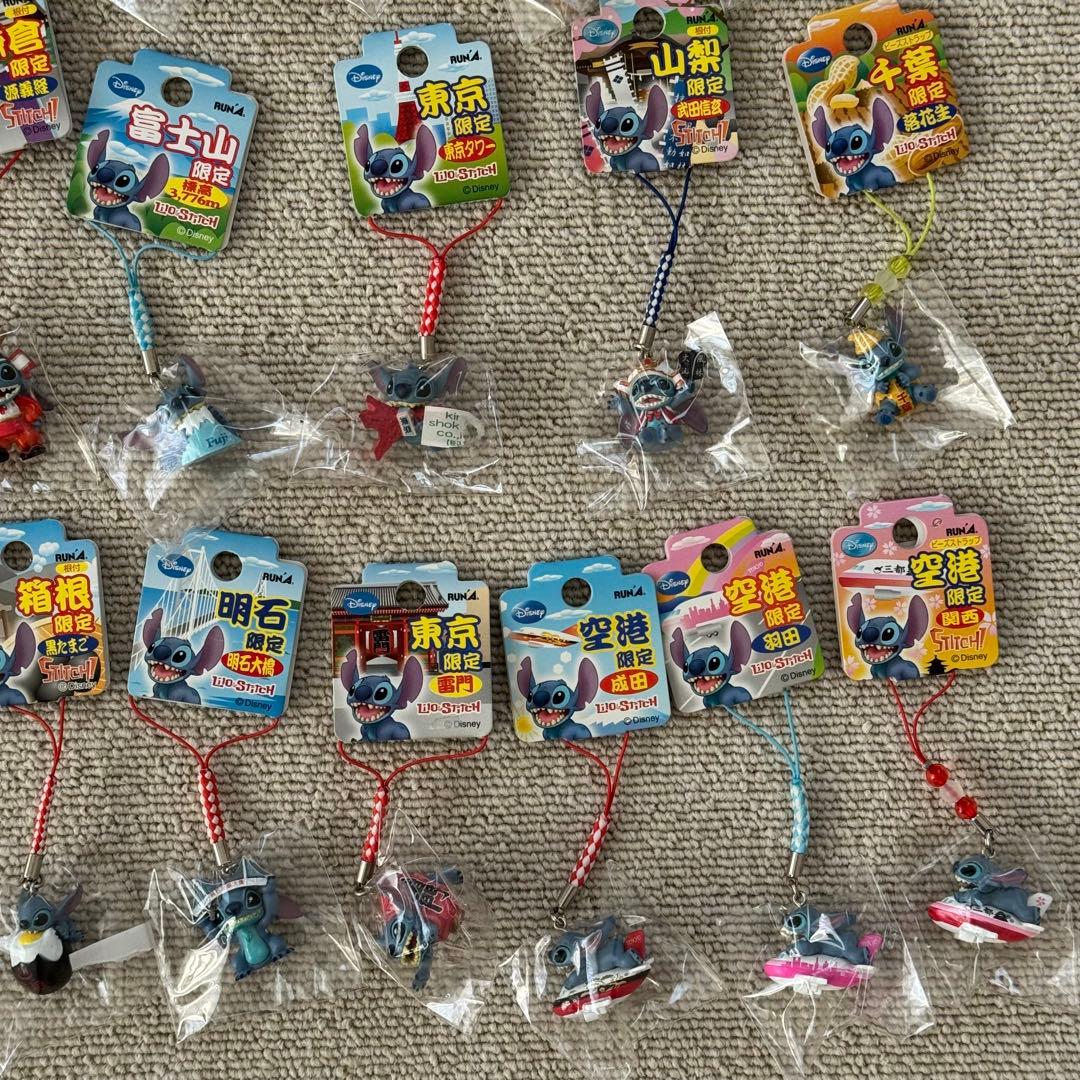 ［まとめ売り］レアなご当地 スティッチ ストラップ ファスナーマスコット49点