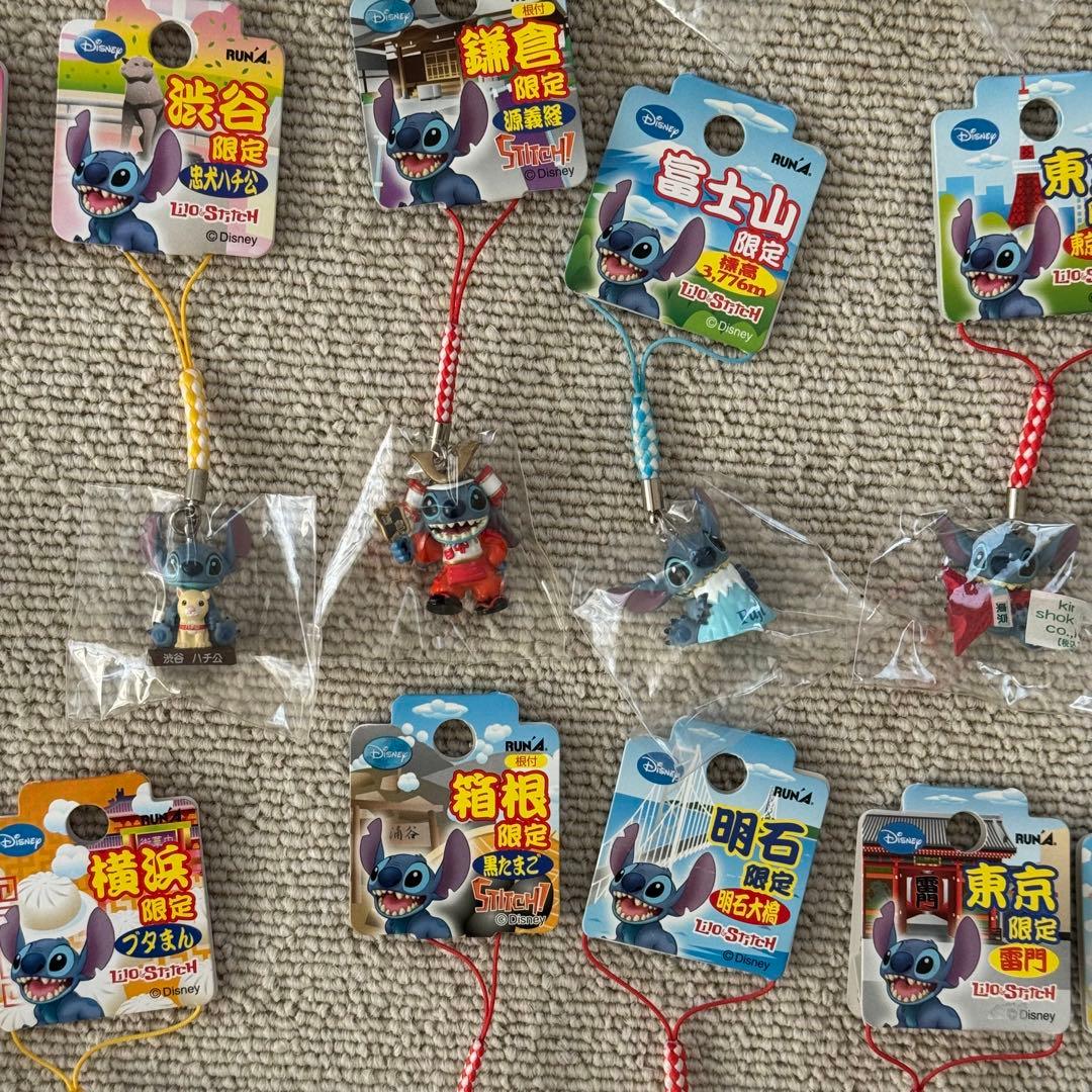 ［まとめ売り］レアなご当地 スティッチ ストラップ ファスナーマスコット49点