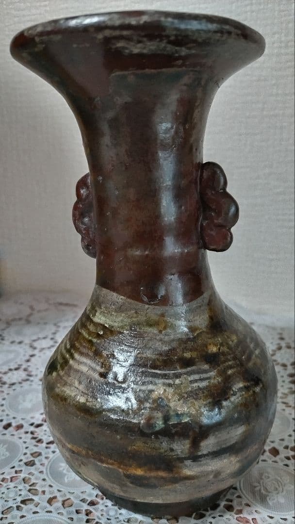 二彩唐津花入れ　骨董品