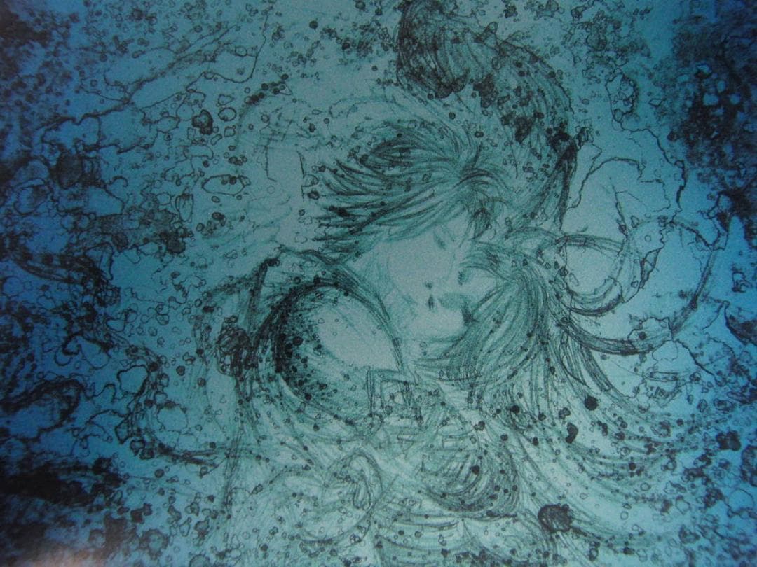 天野喜孝、【水夢】、希少な額装用画集より、新品額装付、状態良好