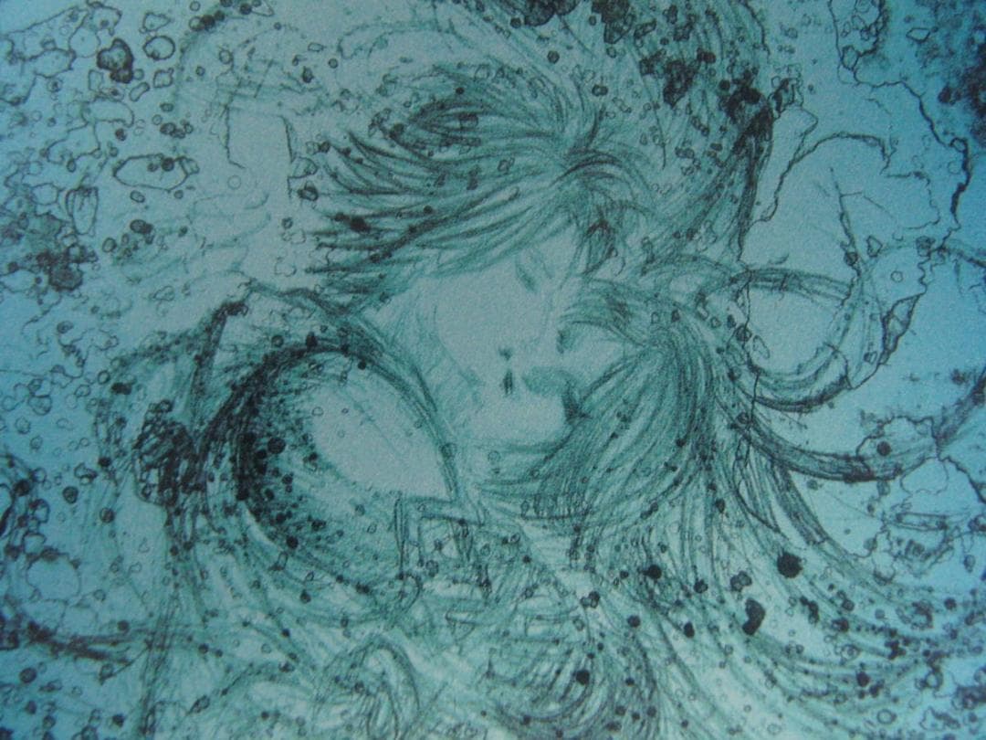 天野喜孝、【水夢】、希少な額装用画集より、新品額装付、状態良好