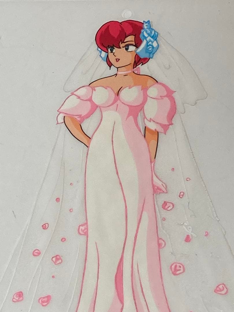 d３９　うる星やつらセル画【ウエディングドレス　弁天？】背景画付き