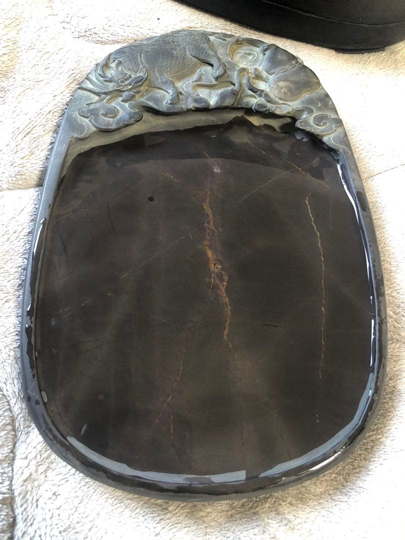 硯 旧老坑 青花 金綫 書道具硯　すずり 端溪硯 水岩 文房四寶 端渓硯 骨董