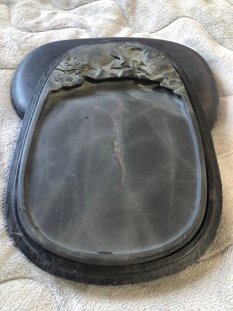 硯 旧老坑 青花 金綫 書道具硯　すずり 端溪硯 水岩 文房四寶 端渓硯 骨董