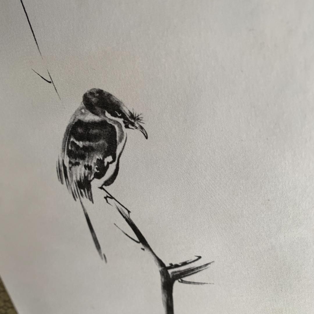 宮本武蔵　掛け軸　複製　名作　水墨画 掛け軸 鳥と植物