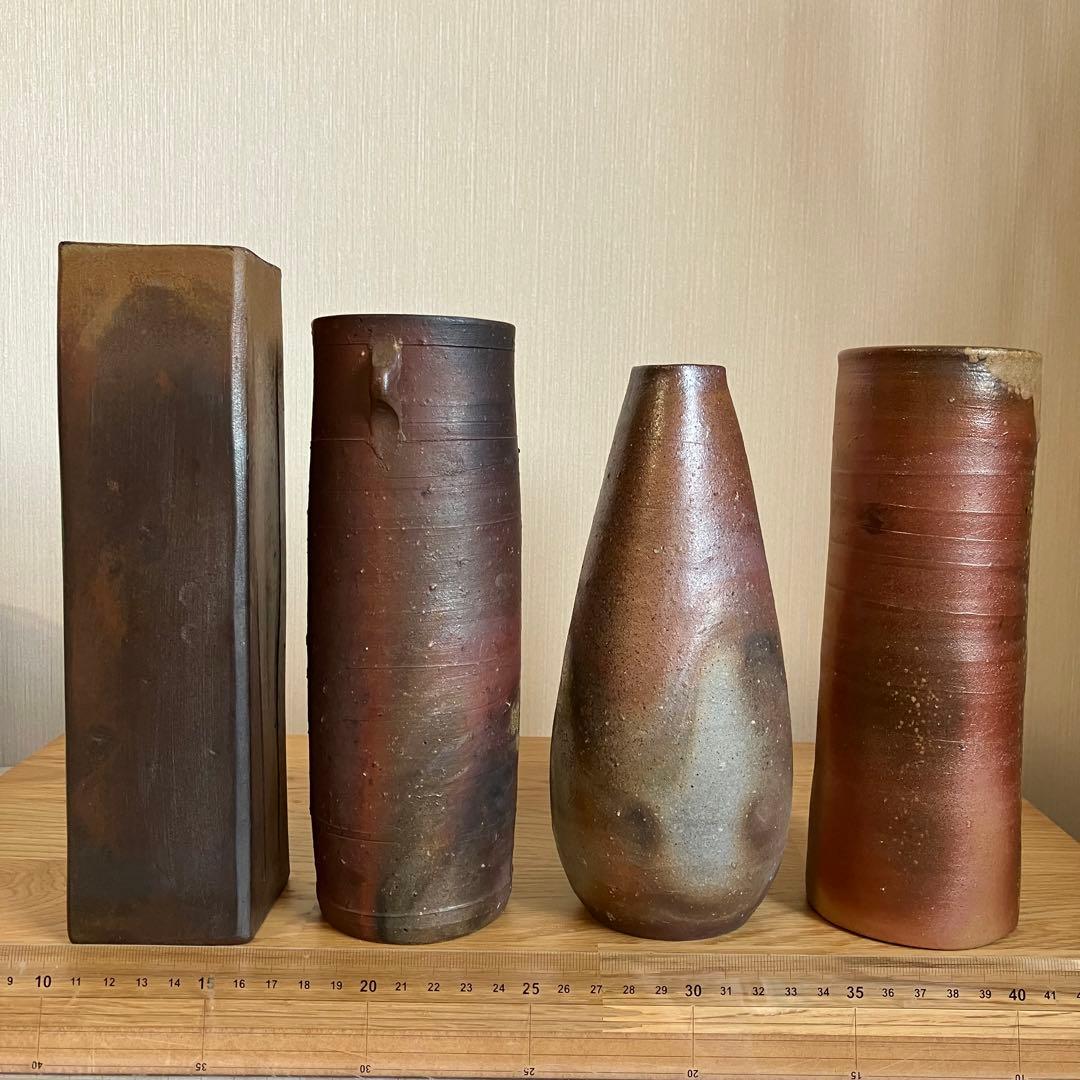 備前焼　花瓶　4点