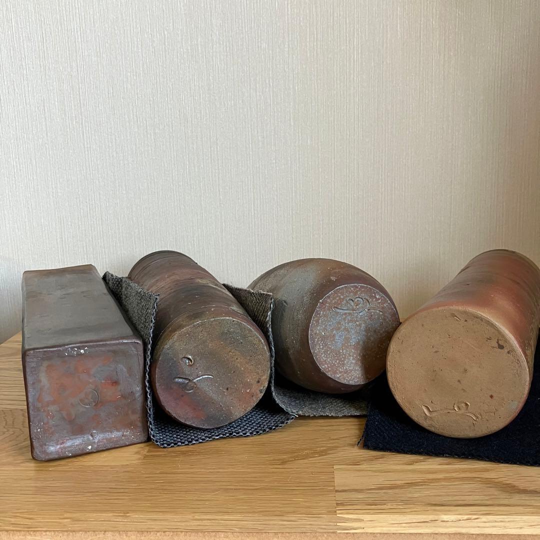 備前焼　花瓶　4点