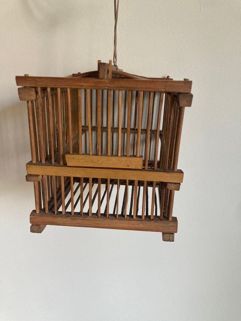 竹細工虫籠昭和初期ハンドメイドレトロオブジェ　 民藝　手工芸　アトリエ　骨董