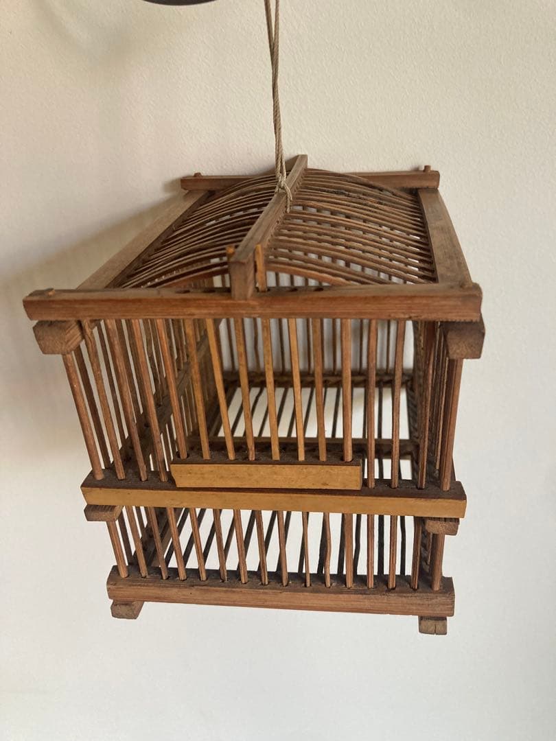 竹細工虫籠昭和初期ハンドメイドレトロオブジェ　 民藝　手工芸　アトリエ　骨董