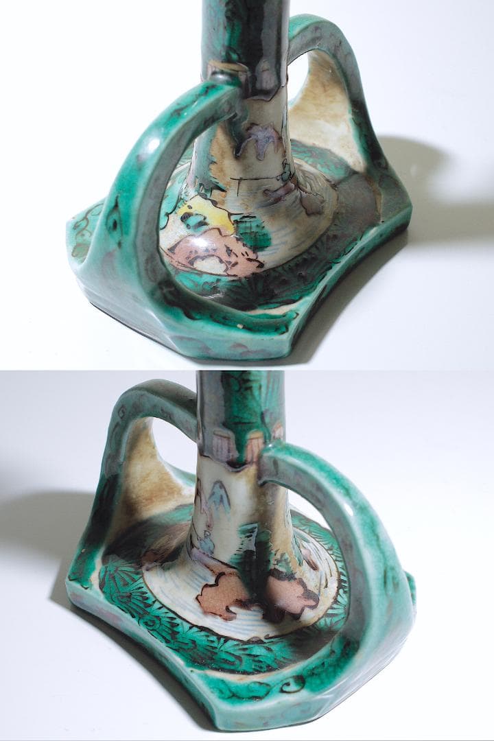 古九谷 青手 山水図 燭台