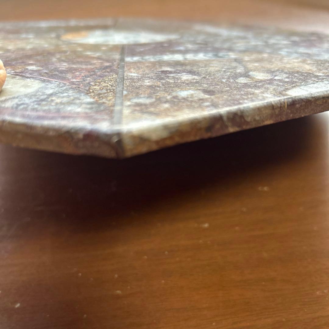 レア　アンモナイト　化石　八角形石製置物 約32.5cm