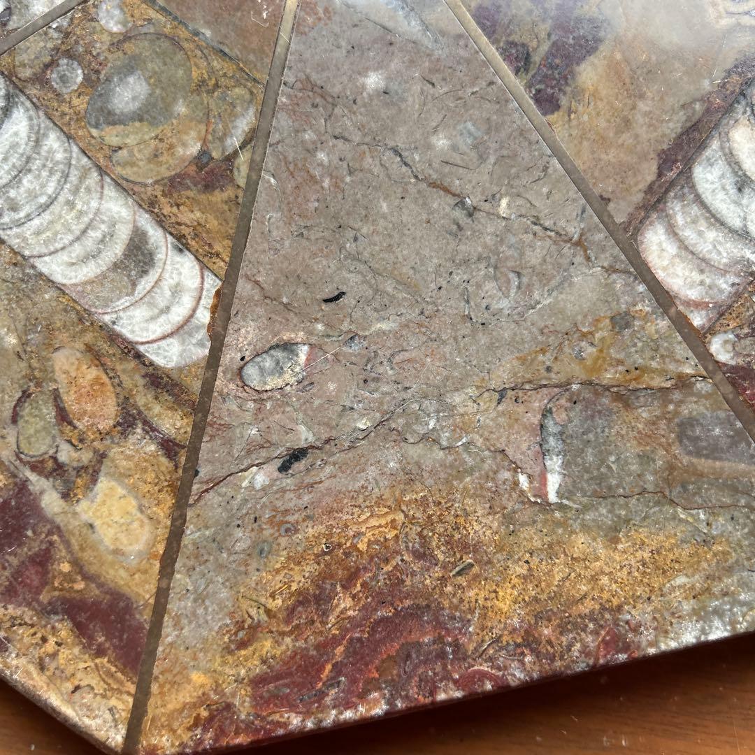 レア　アンモナイト　化石　八角形石製置物 約32.5cm