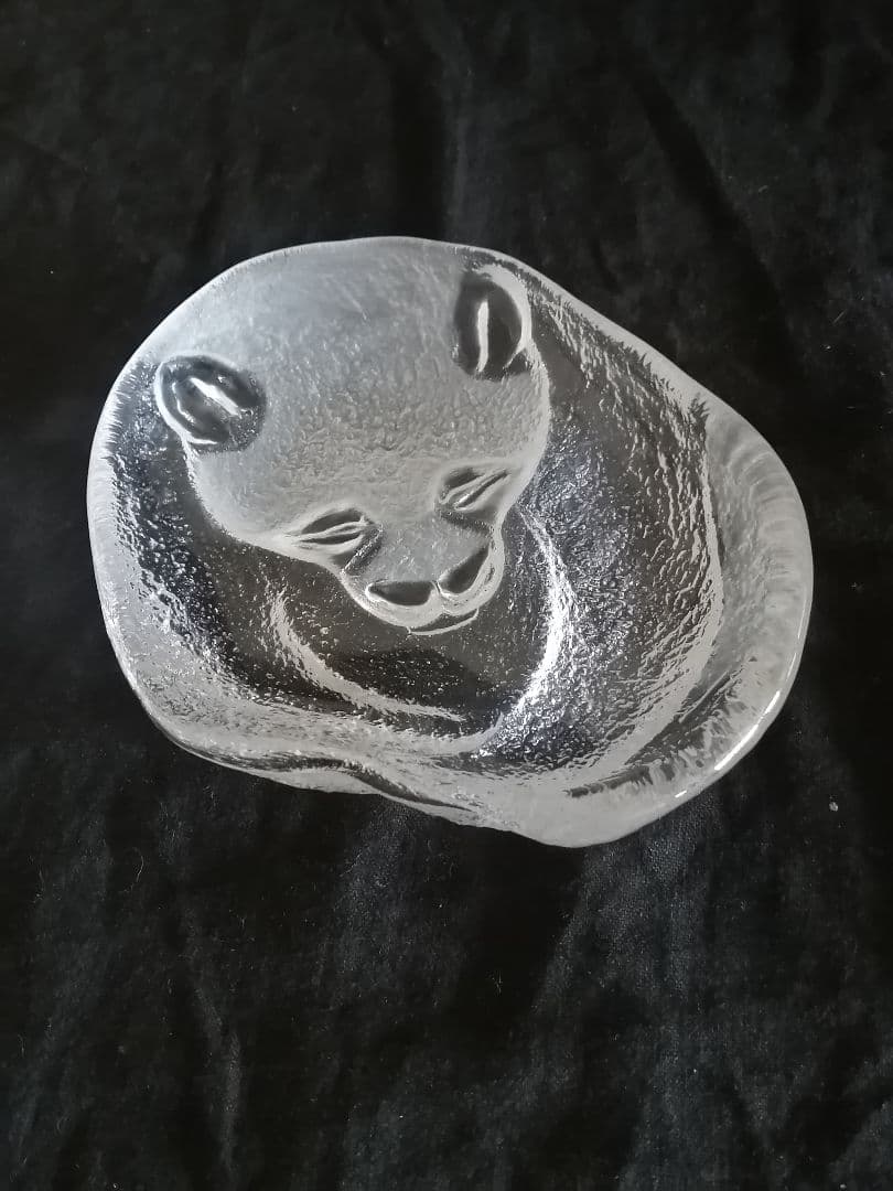 パンダ　ガラス細工トレイ　ガラス工芸品　レア品