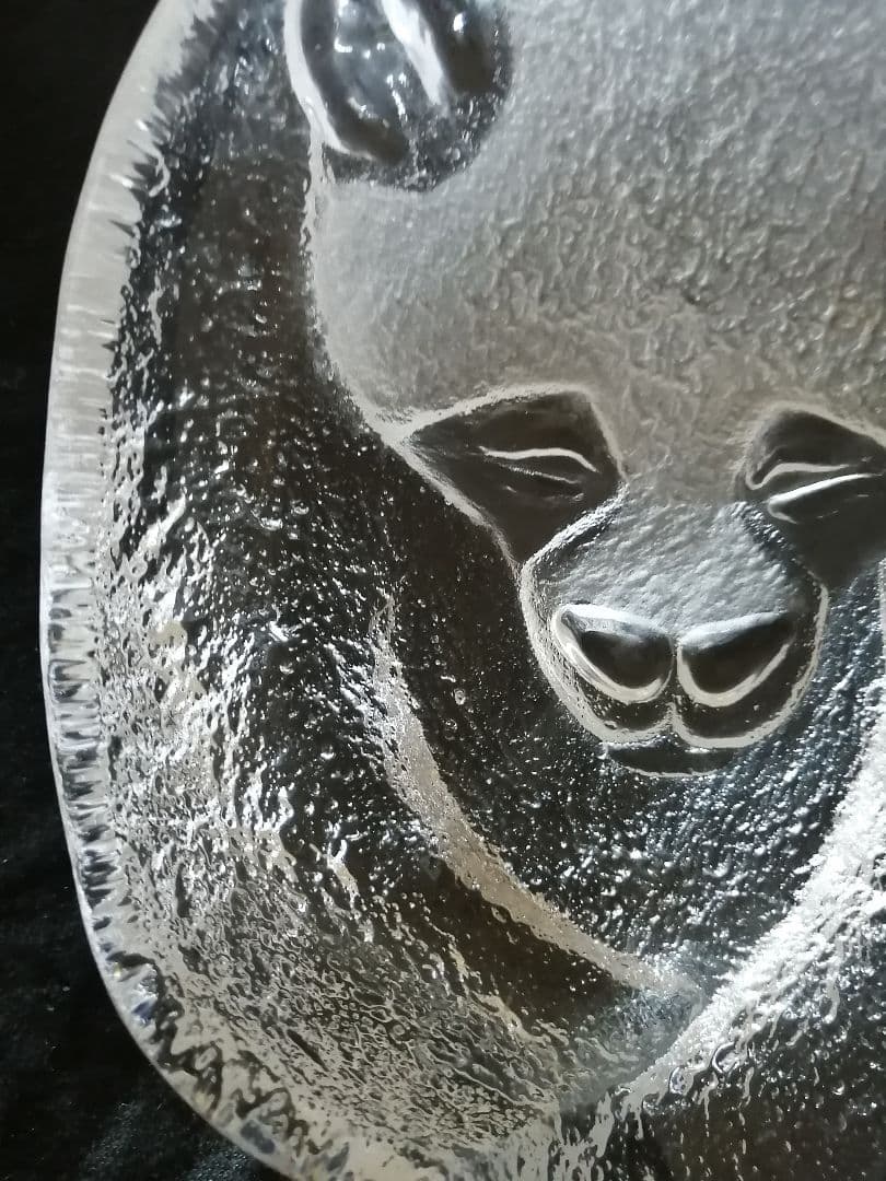 パンダ　ガラス細工トレイ　ガラス工芸品　レア品