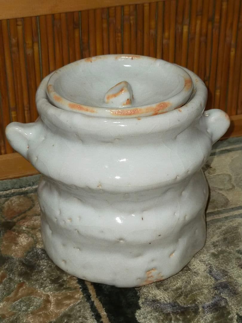 ♥美濃焼　志野　水指　曽我伯庵　共箱付き　骨董品　古玩