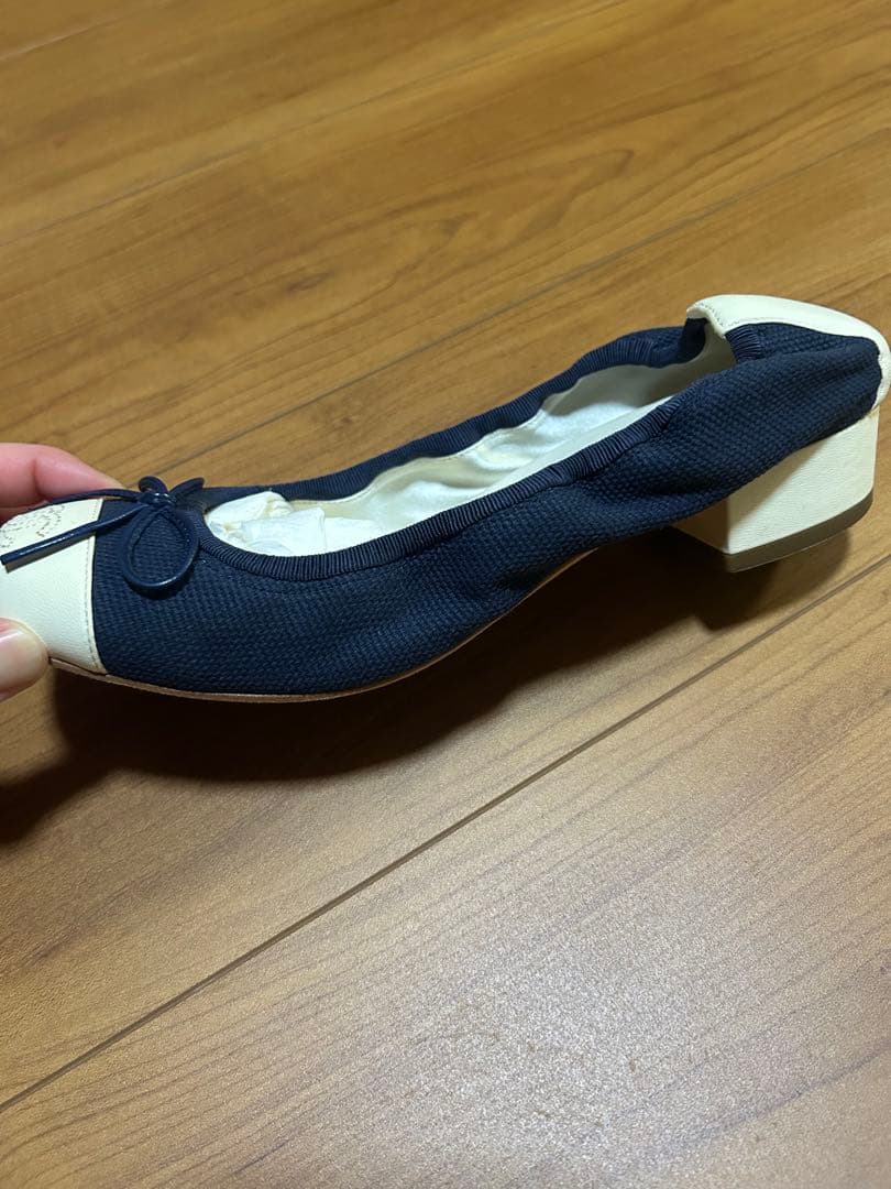 CHANEL 靴 ネイビー バレエシューズ