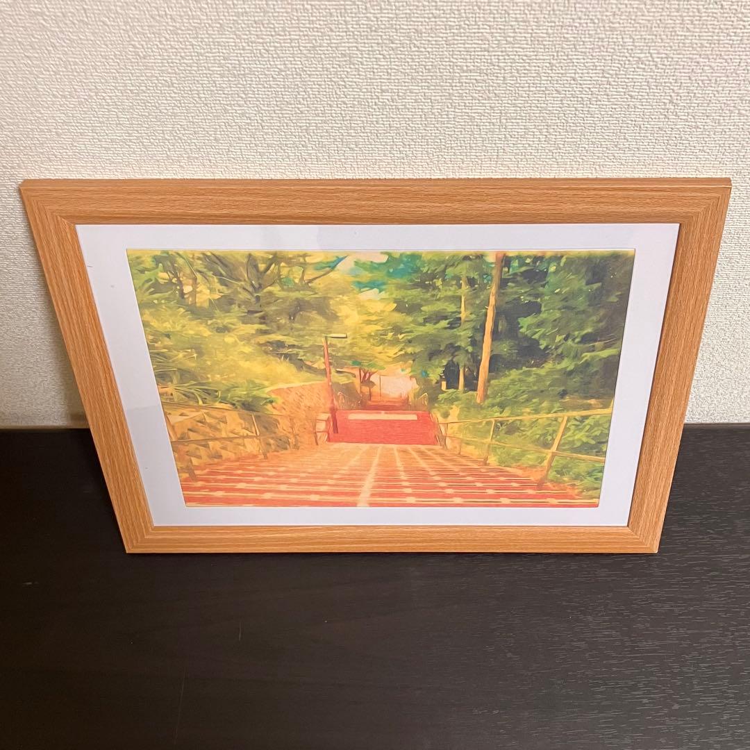 ジブリアート⑧耳をすませばより「桜ヶ丘の階段より」32.7㎝×24.0㎝　額装品