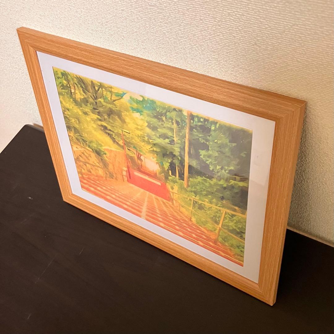 ジブリアート⑧耳をすませばより「桜ヶ丘の階段より」32.7㎝×24.0㎝　額装品