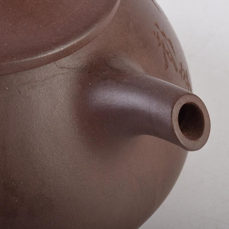 中国　寅春銘　紫砂　朱泥　漢詩刻　急須　茶壷　M　R8982