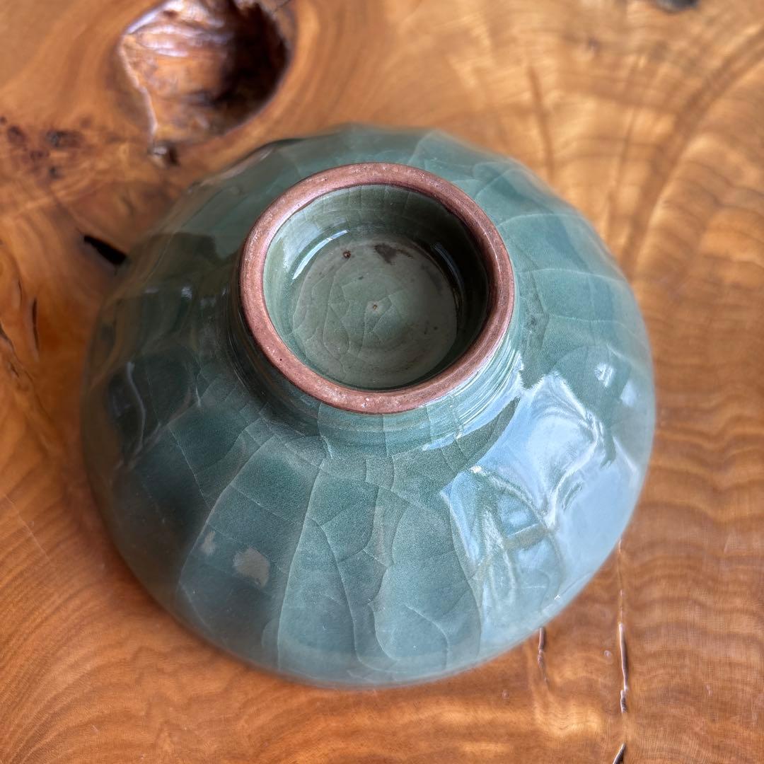 青磁天目茶碗 尾道有神窯 金野光賀造 抹茶碗 茶道具 共箱226m