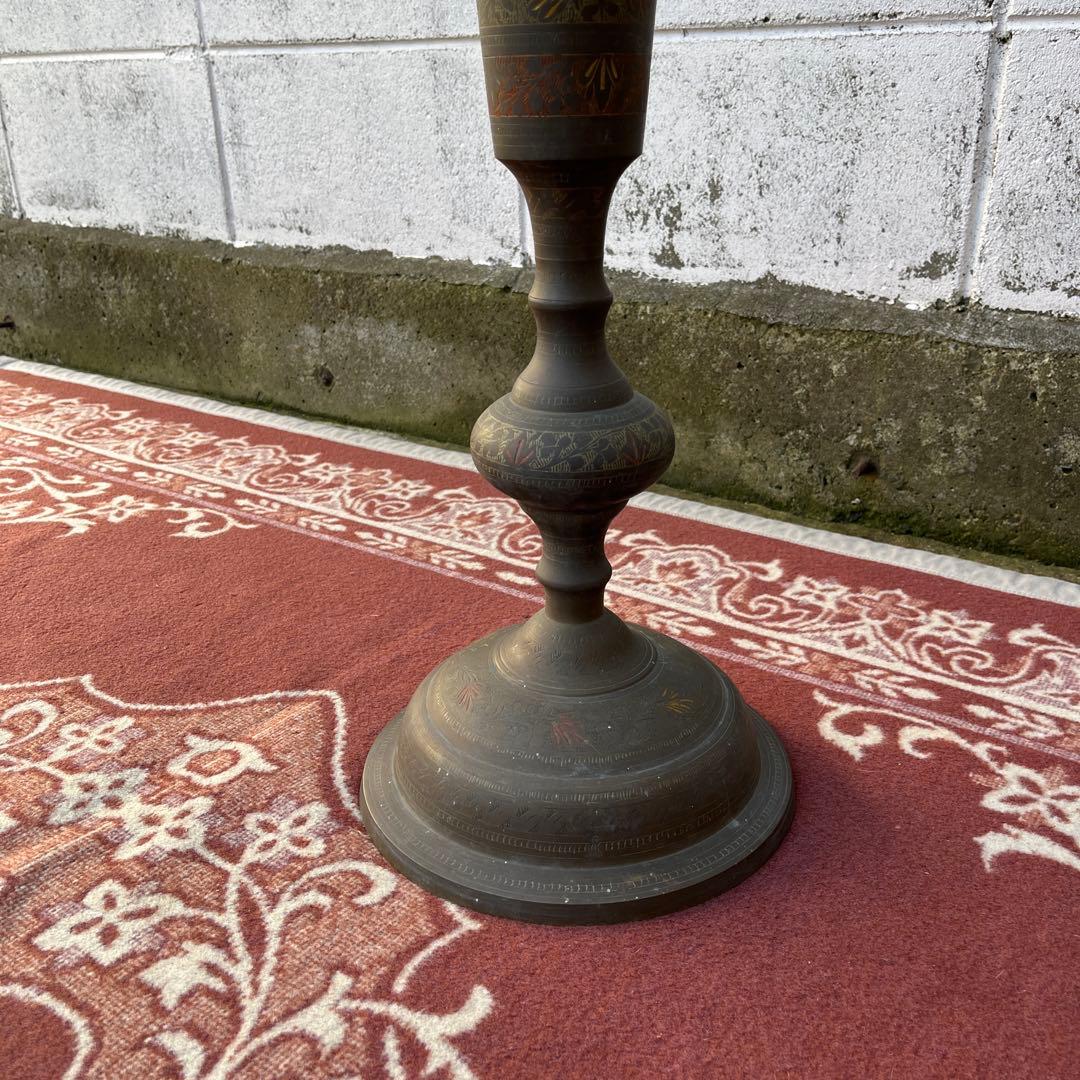 古雑貨アンティーク品◾️真鍮製 エスニックデザイン スタンドライト ベース