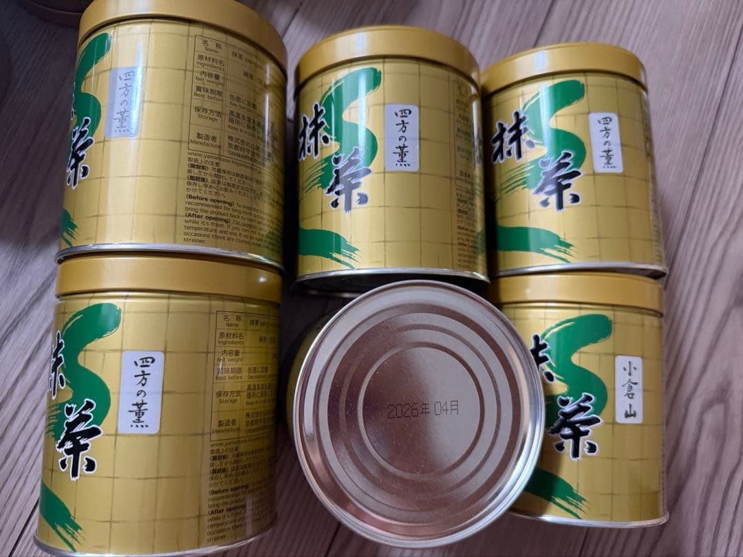 宇治山政小山園抹茶5缶四方の薫300g、1缶小倉山300g賞味期限2026年4月