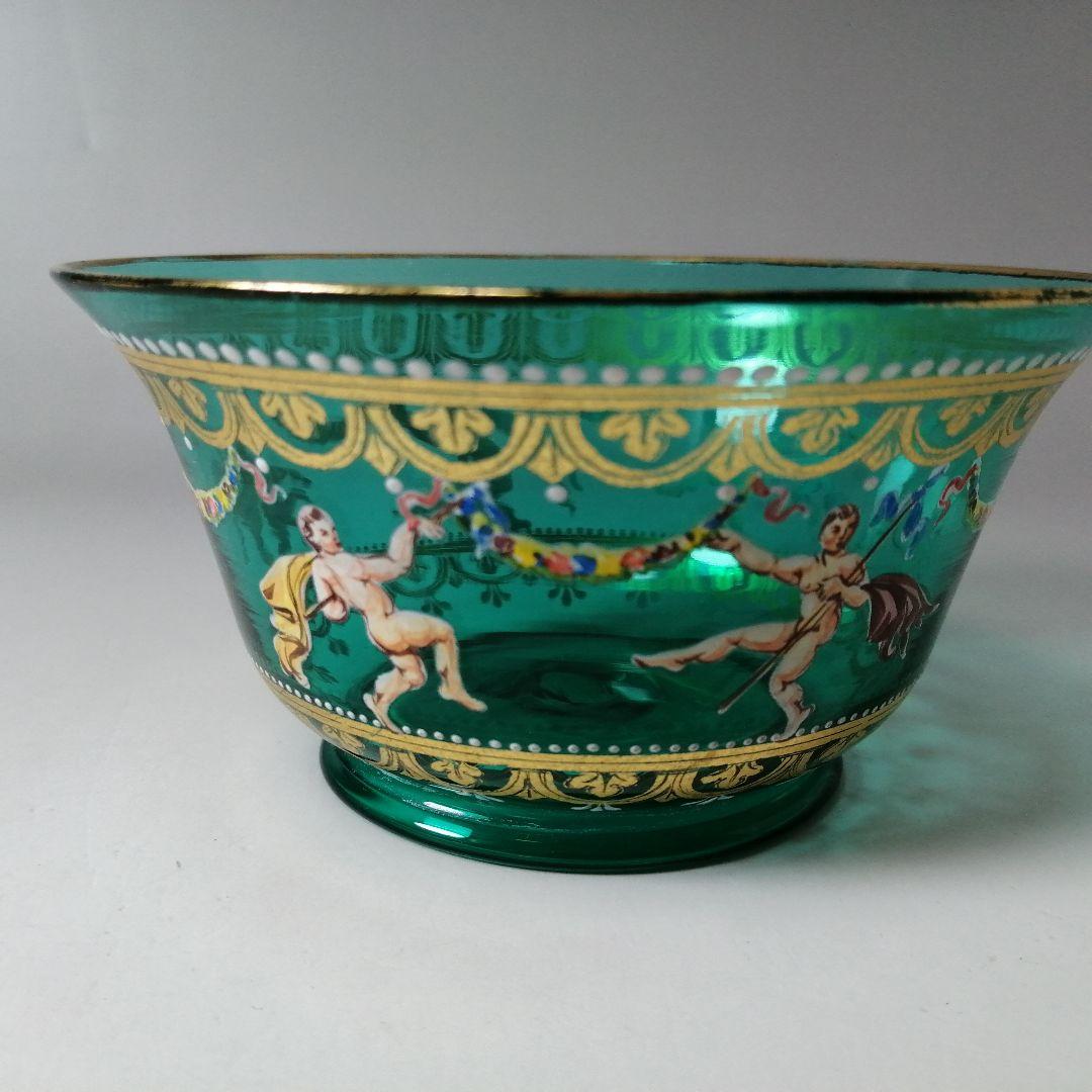 イタリア　ベネチアングラス　ヴェネツィア　ムラノ　エナメル彩　金彩　皿　ボウル