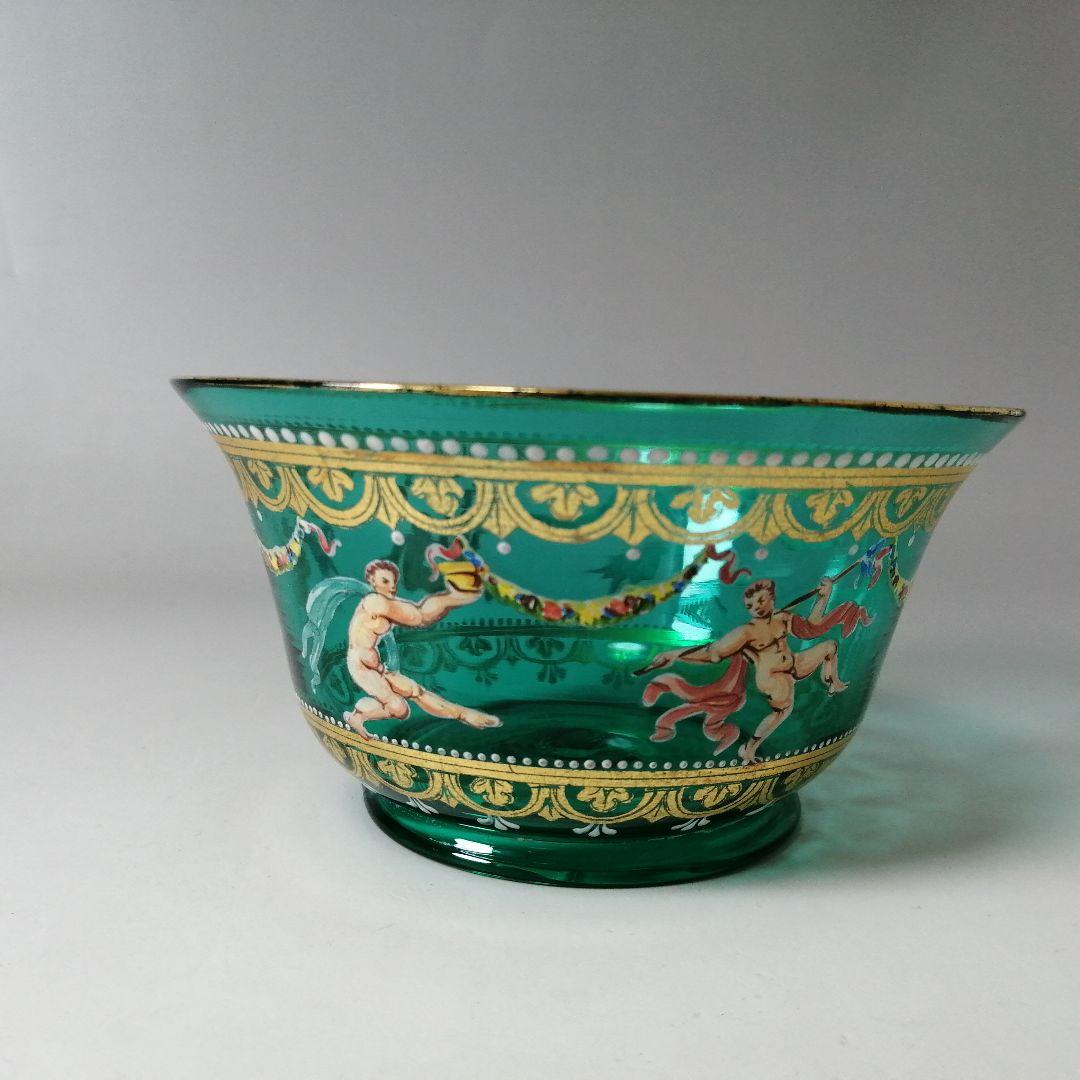 イタリア　ベネチアングラス　ヴェネツィア　ムラノ　エナメル彩　金彩　皿　ボウル