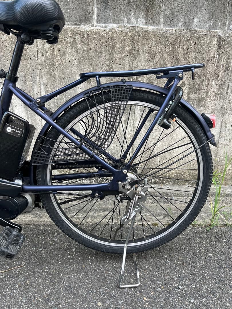 パナソニック　電動アシスト自転車 ネイビー 前バスケット付き