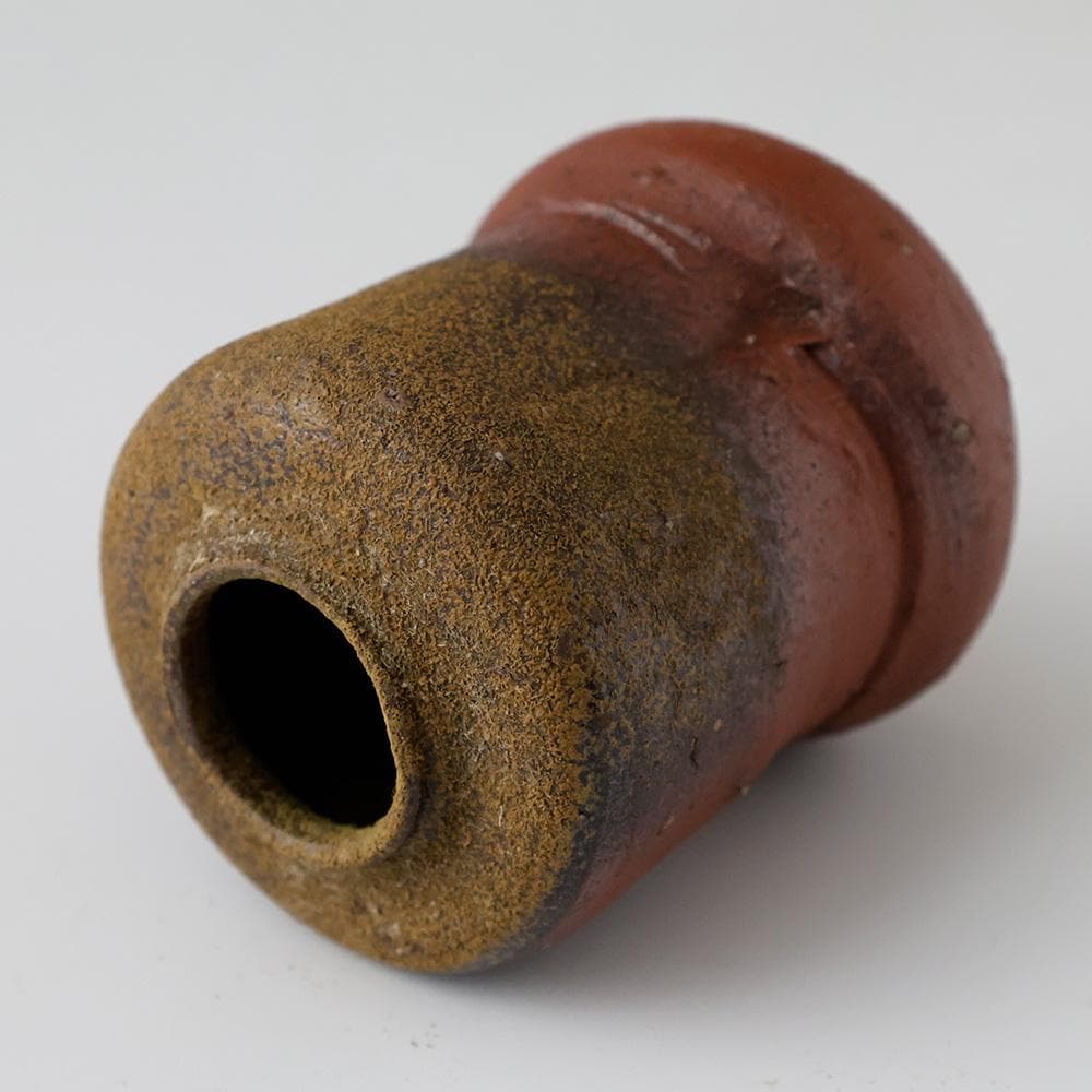 時代 備前焼 茶入 砂高台 在銘 陶印あり 糸屋風通（名物裂）仕覆付 茶道具