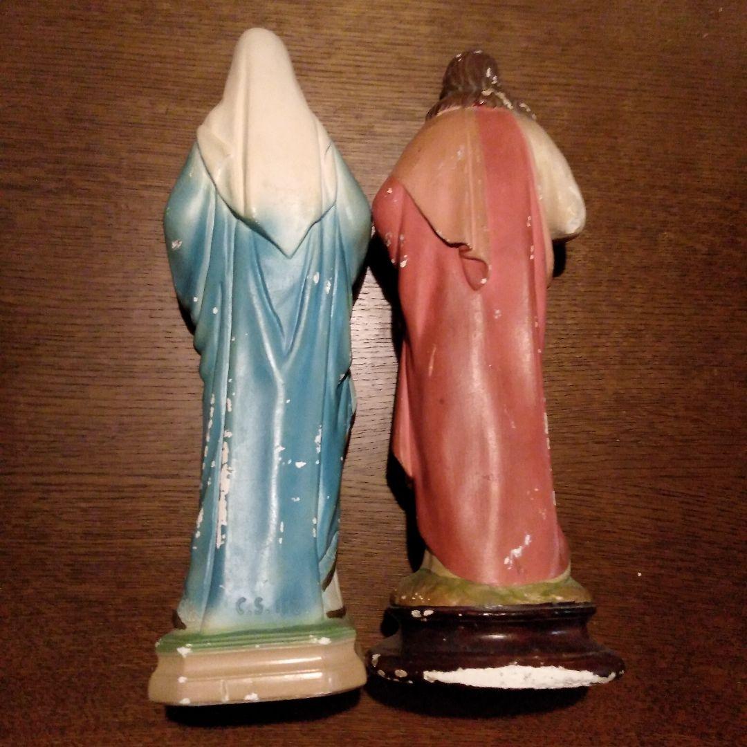 〔アンティーク〕キリスト像＆マリア像 2体セット