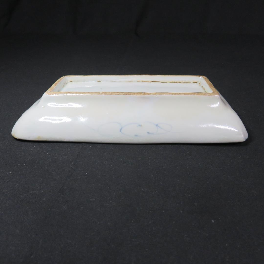 長角皿 長皿 古伊万里 染付 江戸 窯傷 歪み スレ僅か 美品