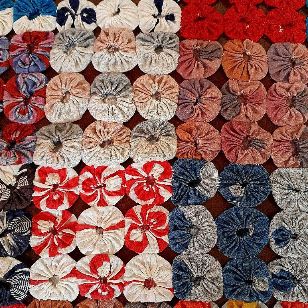 ⭐特大見事★アンティーク！ヨーヨーキルト　66⑧