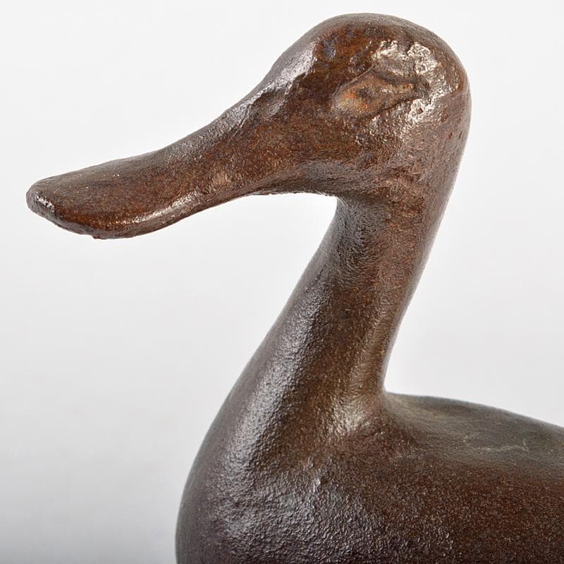 帝国美術院会員　藤井浩裕作　ブロンズ　口廣鴨　置物　共箱　D　R5968