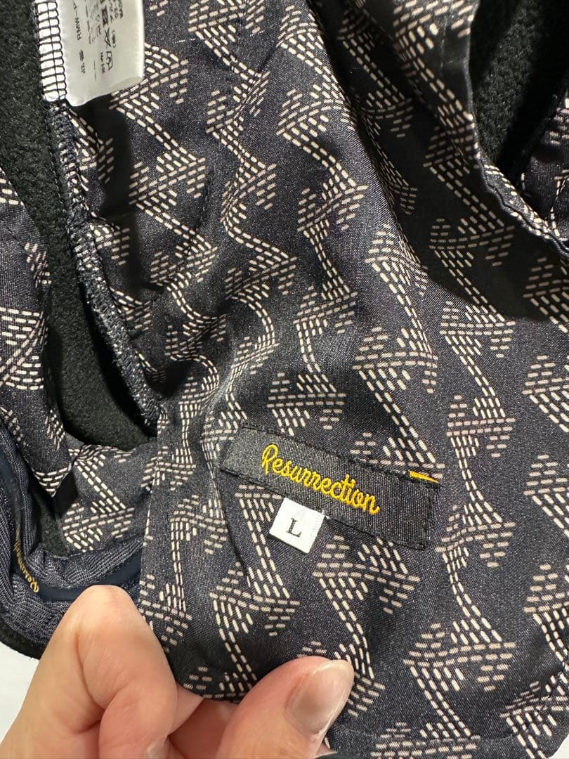 Resurrection ブラック フード付き　裏起毛暖かセットアップ　メンズL