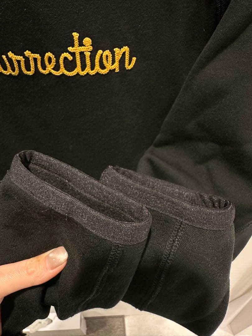 Resurrection ブラック フード付き　裏起毛暖かセットアップ　メンズL