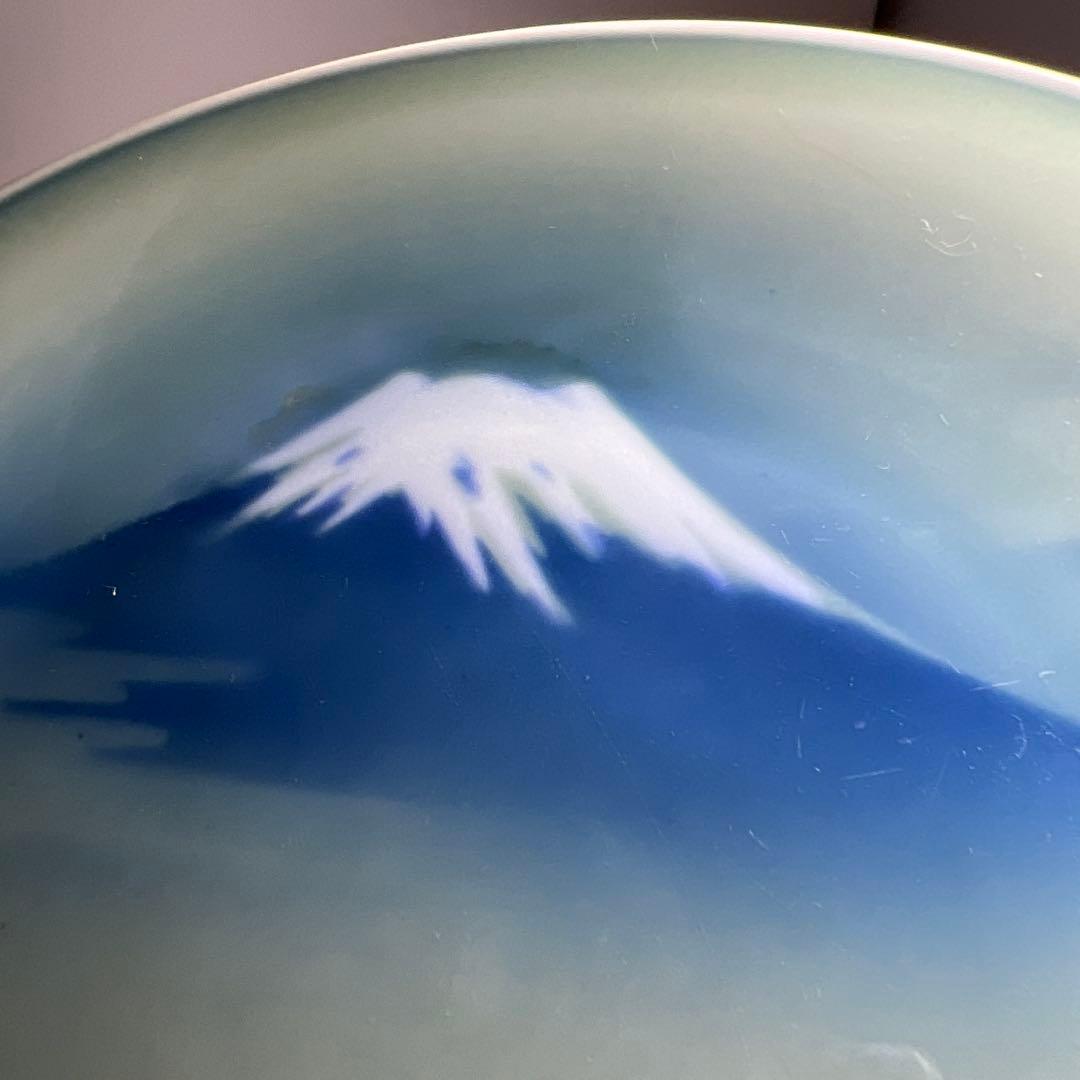 明治時代　深川製　富士図中皿5枚　直径約17.5㎝　東Y7-1104☆2Fタカオ