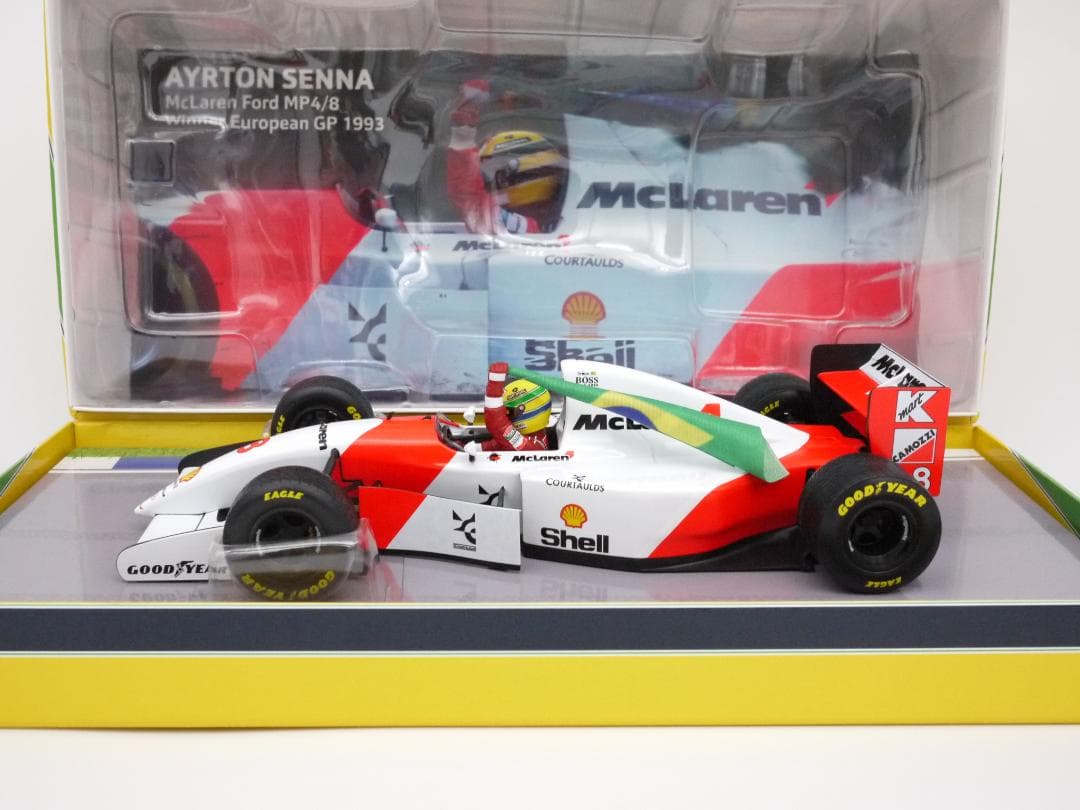 kuusプロフィ重要 1/18 マクラーレン MP4/8 A.セナ 国旗
