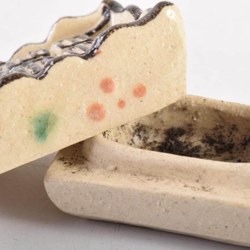 茶道具　桃山窯作　登龍門　干支香合　弥七田織部写　共布共箱　V　8323