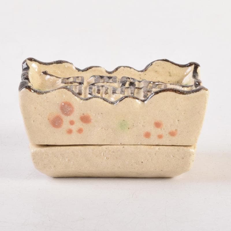 茶道具　桃山窯作　登龍門　干支香合　弥七田織部写　共布共箱　V　8323