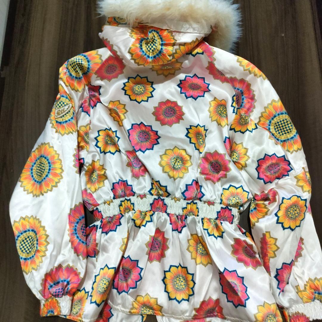 スキーウェア ホワイト ピンク 花柄 レディース Lサイズ