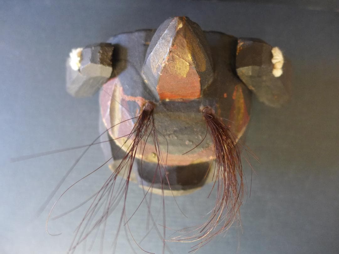 明治大正期頃　獅子頭　一刀彫り　木彫　魔除け　厄除け レトロ　アンティーク　骨董