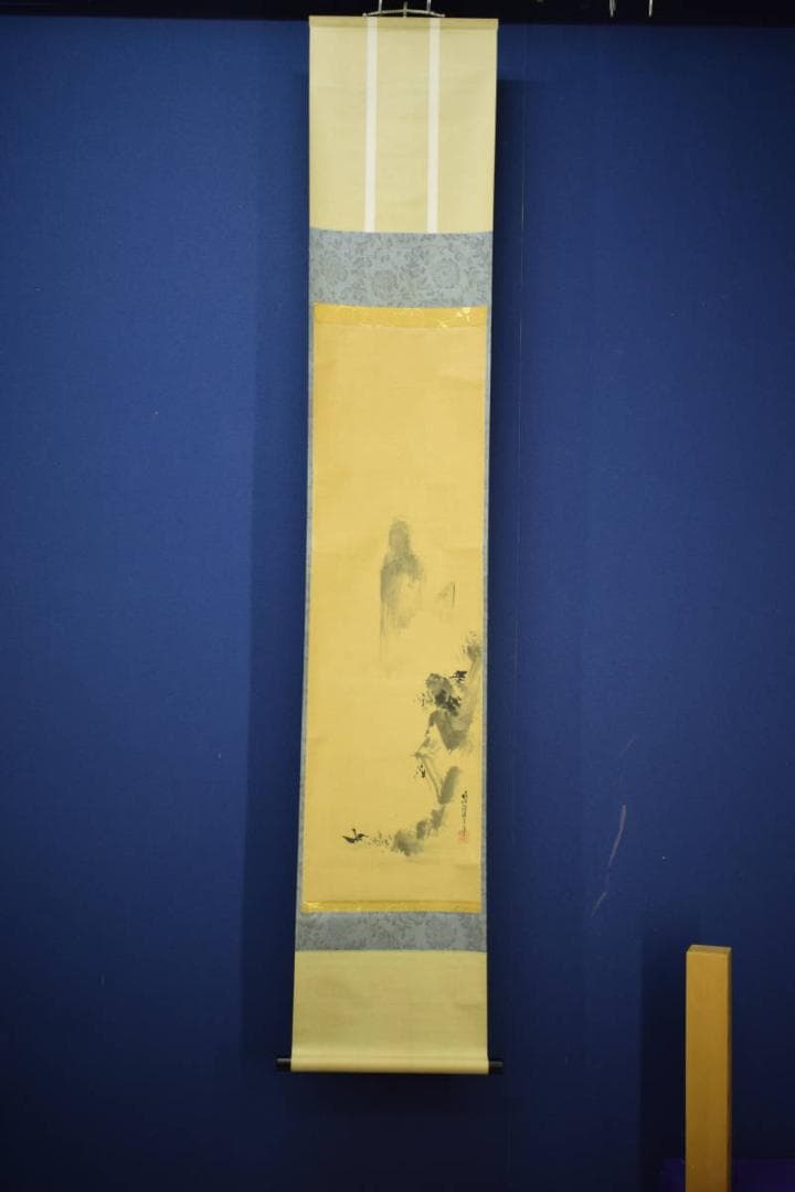 真作/狩野晴川院/山水図/布袋屋掛軸HJ-1000