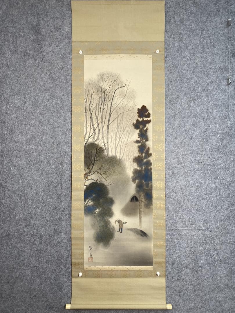 g*d様 綱島静観『黄昏 たそがれ』共箱 明治 岡山 橋本雅邦師事 掛軸2412