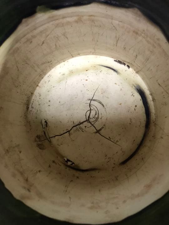 火鉢在銘　織部焼菊抜き火鉢時代アンティーク大正昭和レトロ古民具鉢カバー茶道具1個