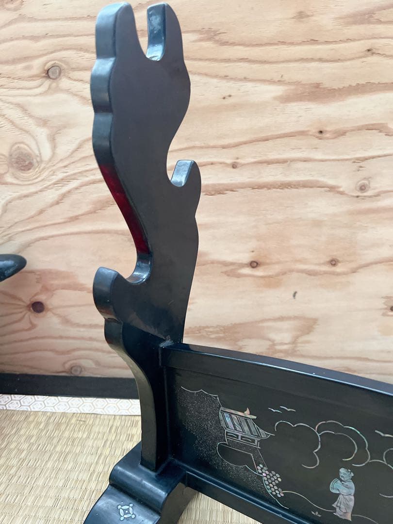 KATSUHIKO螺鈿装飾】刀掛け 三本掛け 刀台 刀置き 刀台座